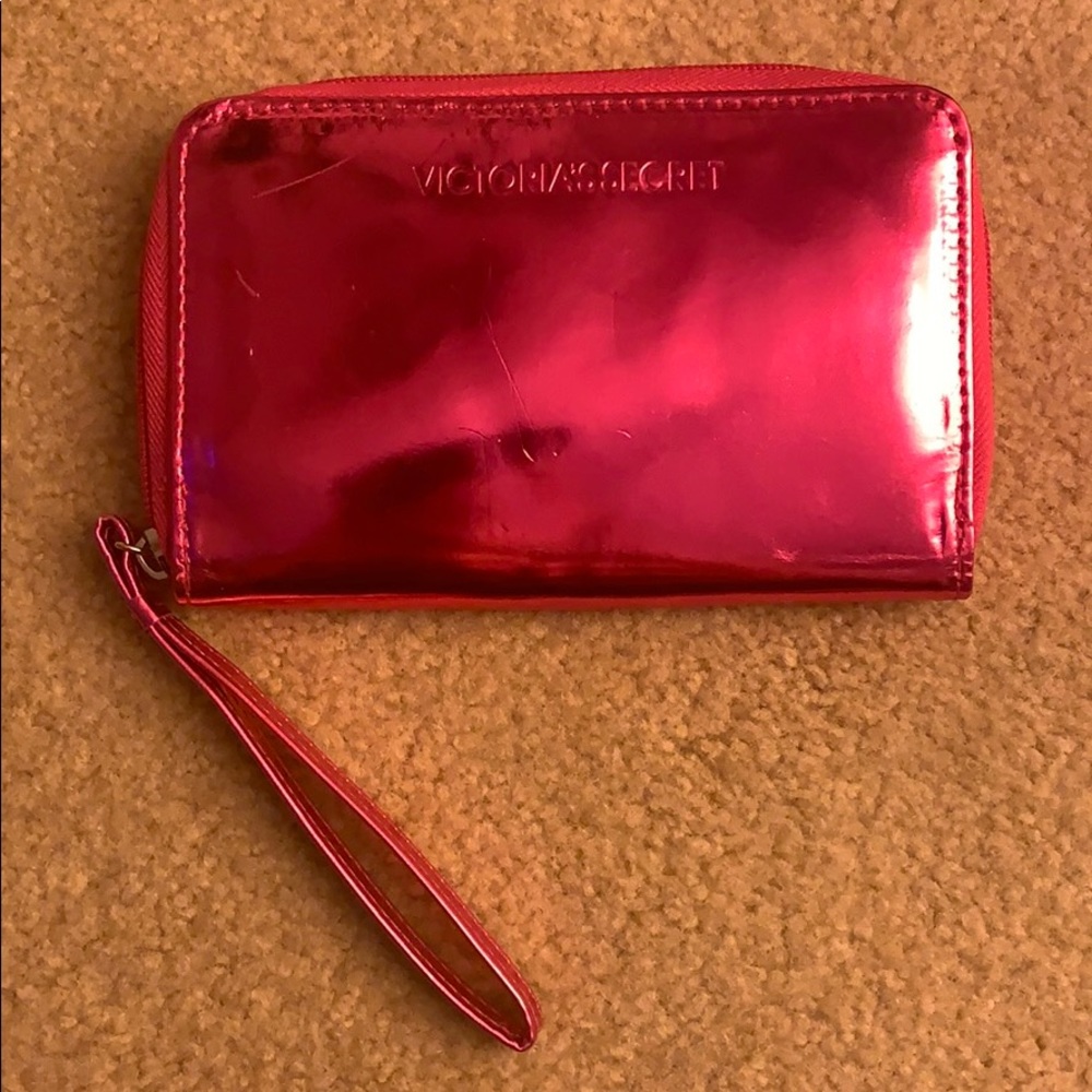 Victoria’s Secret shiny pink wristlet wallet